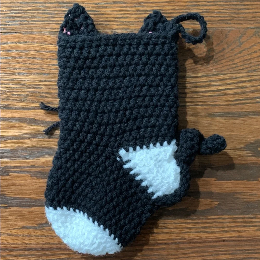 {Stocking} Charming Black & White Cat Stocking - Picture 5 of 6
